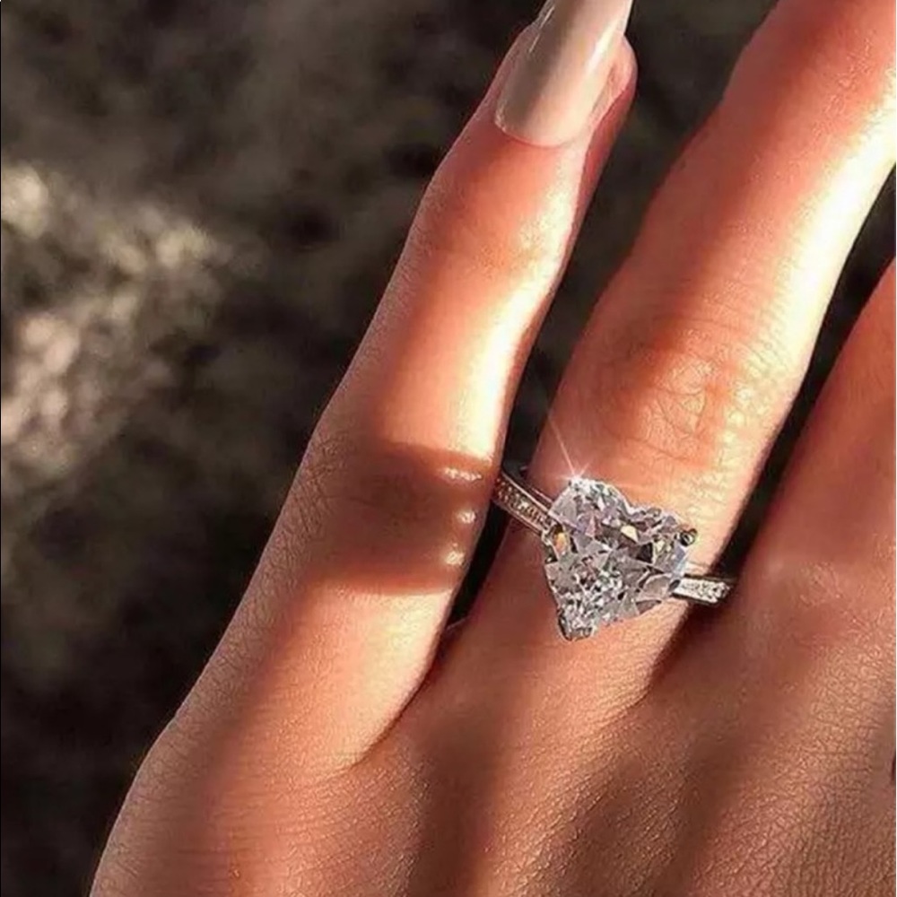 New 2 Ct Heart Cut Moissanite Engagement Ring/Colorless Moissanite Wedding Ring